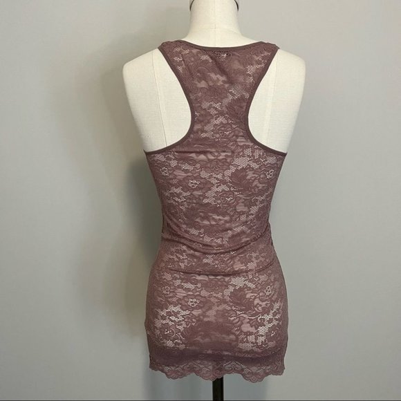Aritzia Wilfred Sheer Lace Tank Top Mauve - Picture 9 of 11